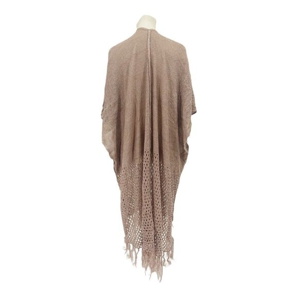 Cupshe Light Purple Crochet Shimmer Knit Fringe Open Front Kimono Swim Cover L - Picture 2 of 6